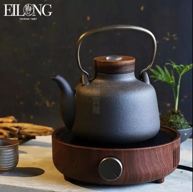 台湾宜龙月泉功夫茶具配件感温式陶壶烧水壶手工铜把提梁煮茶壶