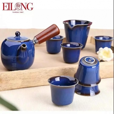 台湾宜龙家用简约茶道整套陶瓷功夫茶具套装侧把茶壶茶海茶杯