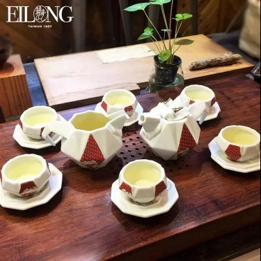 台湾宜龙八彩龙创意陶瓷功夫茶具套装茶壶茶海茶杯杯托14入