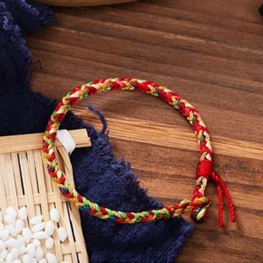 端午节五彩绳儿童婴儿宝宝手工编织手链民族风男女学生制作线手绳 L 码